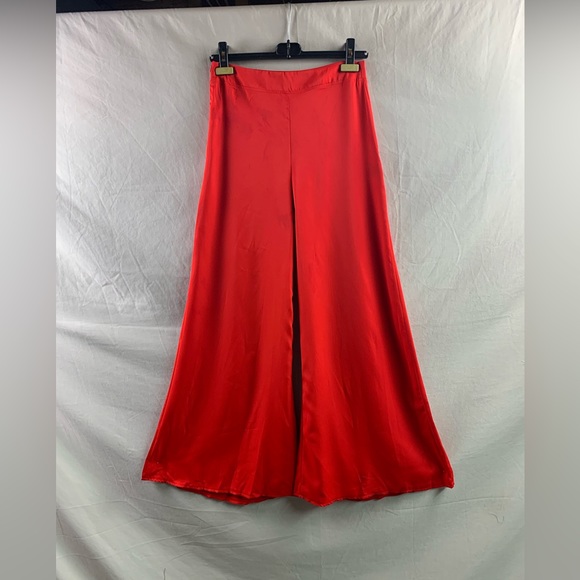 Red High Waist Wide Leg Pants - Picture 6 of 8
